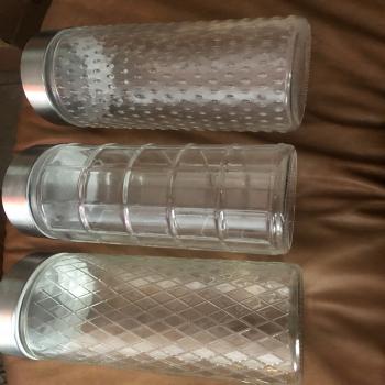 3 decorative glass jars