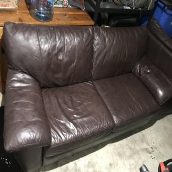 brown leather sofa, recliner