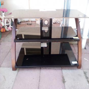 Tv stand with glass attachment