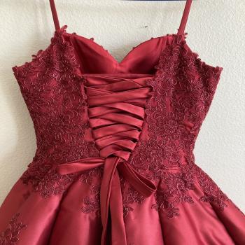 burgundy red quince dress 