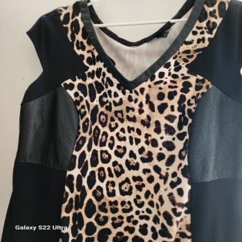 Black Pleather and cheetah dress plus size.