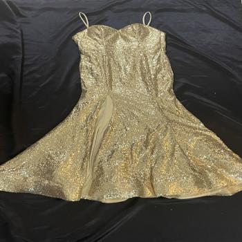prom dress gold sequin