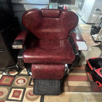Burgundy barber chair