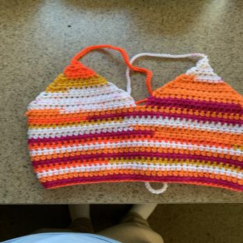 crochet bags and tops and doiy