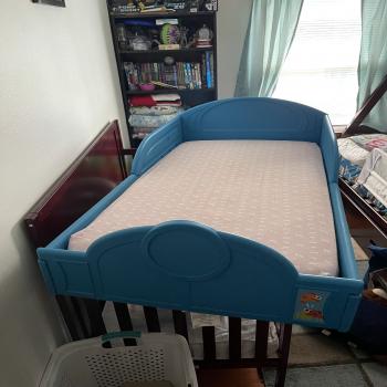 toddler bed and 4 in 1 crib