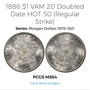 Morgan 1886 silver dollar VAM 