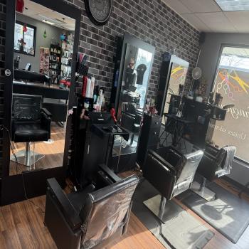 salon station and chairs