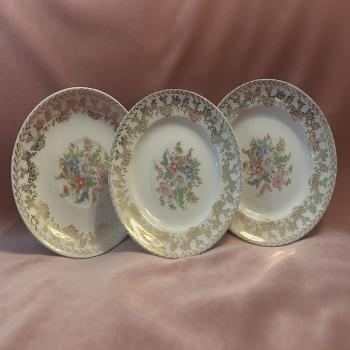 vintage plates with gold trim 