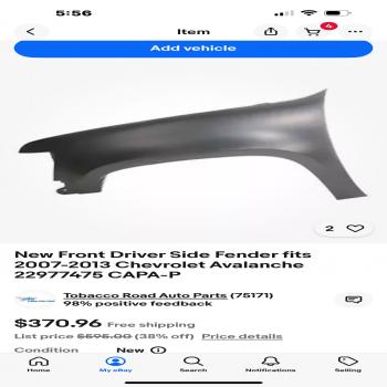 driver side Tahoe fender 
