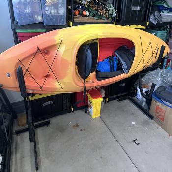 kayak and kayak stand 