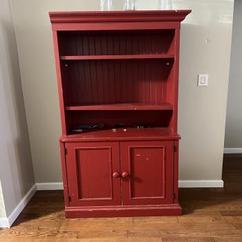 tall red hutch 